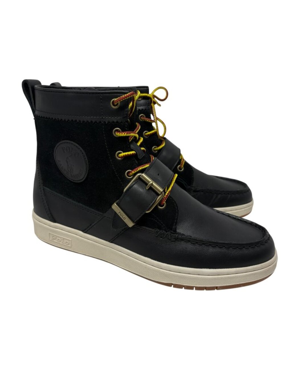 Polo Ralph Lauren SNKR Ranger Boots Black Leather Suede Men's US 8.5 Prep Rap